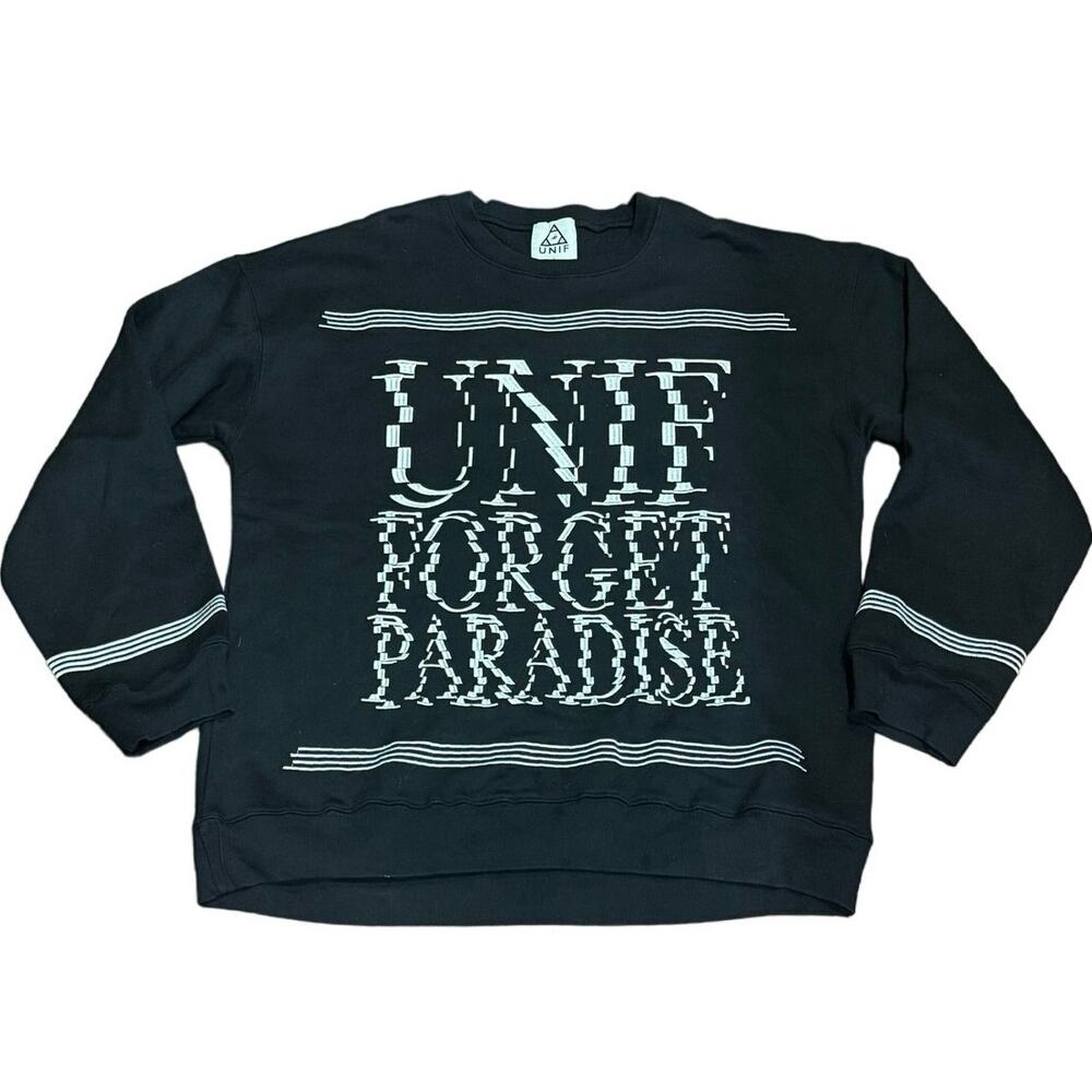 UNIF ‘Forget Paradise’ Pullover Crewneck Sweatshirt - Size Large - Black & White